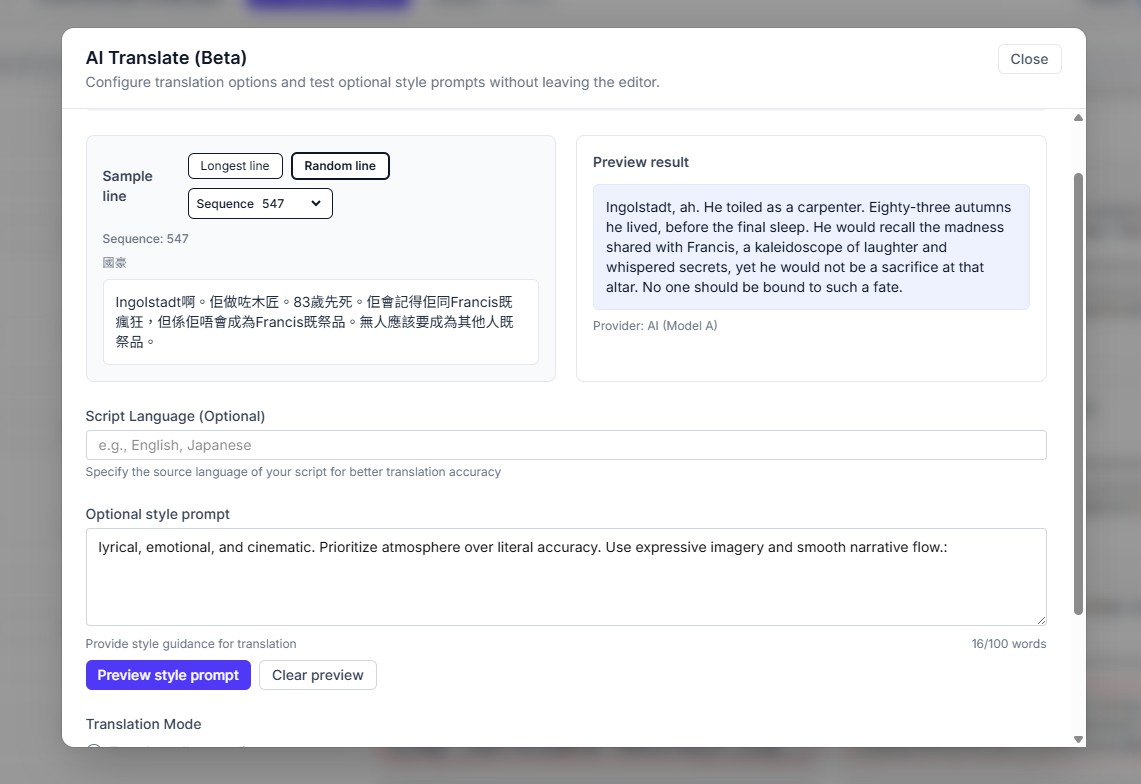 Translation Tone Example 1